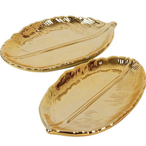 Leaf Ceramic Plate Dish Porcelain Candy Trinket Dish Jewelry Fruit Serving Tray