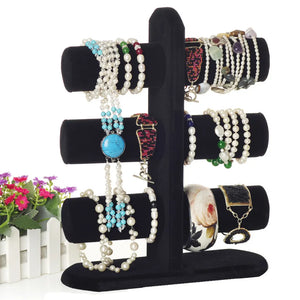 3 Tier Jewelry Storage Rack Suede Room Decor