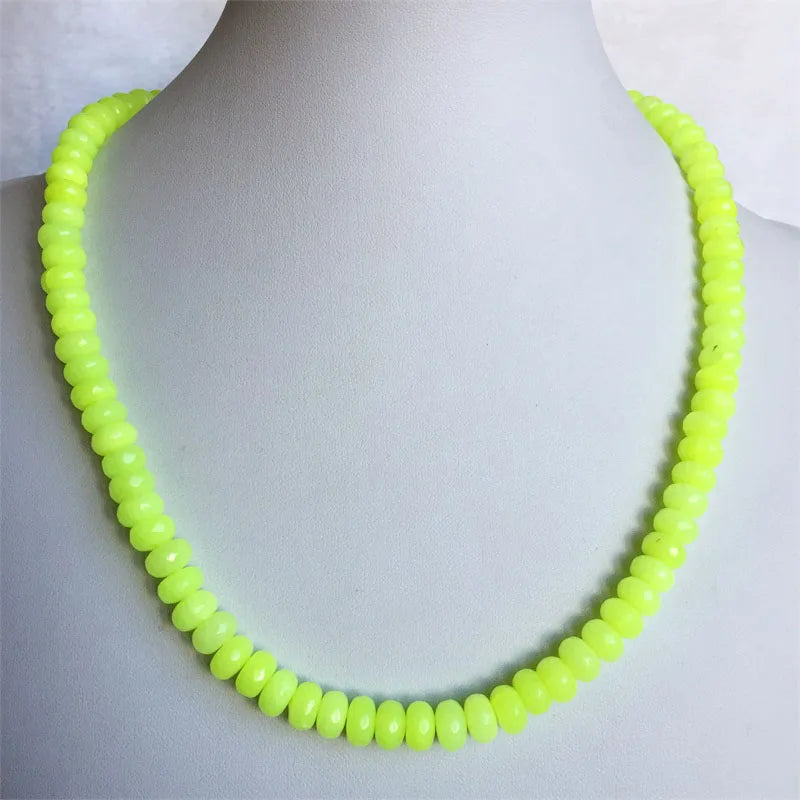 Deep Green Emeralds 5*8MM Faceted Stone Necklace Women Choker Pendant