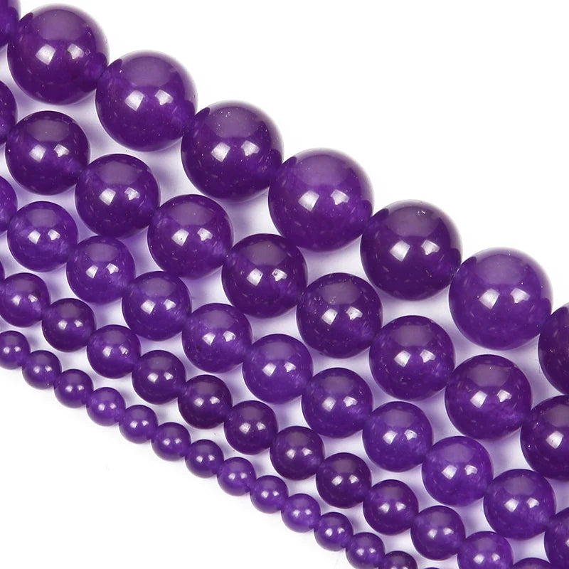 Purple Chalcedony Jades Natural Stone Beads for Jewelry Making DIY