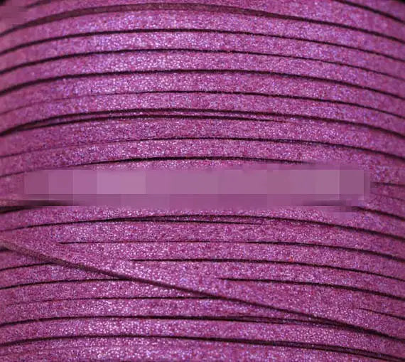 Deep Purple 3mm Glitter Metallic Flat Faux Leather Suede Cord