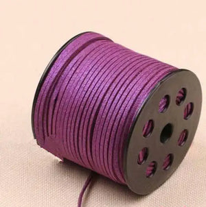 Deep Purple 3mm Glitter Metallic Flat Faux Leather Suede Cord