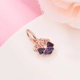 Purple Pansy Flower Dangle Charm for Bracelets
