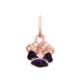 Purple Pansy Flower Dangle Charm for Bracelets