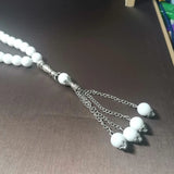 Deep Sea Gem Shell Clam Hand-Knotted 33 Muslim Prayer Beads Necklace Pendant