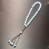 Deep Sea Gem Shell Clam Hand-Knotted 33 Muslim Prayer Beads Necklace Pendant