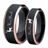 Deer Family Tungsten Ring with Rose Gold Engraving
