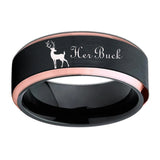 Deer Family Tungsten Ring with Rose Gold Engraving