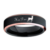 Deer Family Tungsten Ring with Rose Gold Engraving