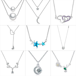 Deer Horn Stars Linked Hearts Flower Bird Pearls Moon Choker Necklace