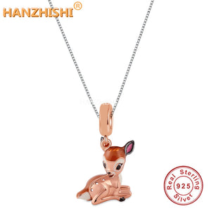 Deer Necklace 925 Silver Animal Pendant Anniversary Gift