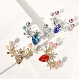 Deer Women Brooch Pin Shell Pearl 24k Brooch Animal Christmas Jewelry