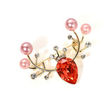 Deer Women Brooch Pin Shell Pearl 24k Brooch Animal Christmas Jewelry