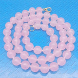 Pink Jade Round Beads Necklace 24 Inch