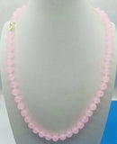 Pink Jade Round Beads Necklace 24 Inch