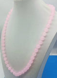 Pink Jade Round Beads Necklace 24 Inch