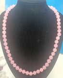 Pink Jade Round Beads Necklace 24 Inch