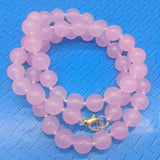 Pink Jade Round Beads Necklace 24 Inch