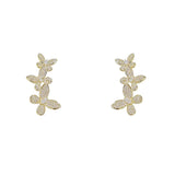 14K Plated Flower Stud Earrings Zircon CZ Earrings Gift