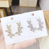 14K Plated Flower Stud Earrings Zircon CZ Earrings Gift