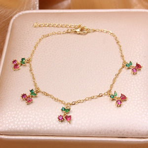 Delicate 14K Rose Plated Letter Charm Bangles&bracelets for Women