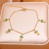 Delicate 14K Rose Plated Letter Charm Bangles&bracelets for Women