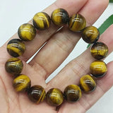 Yellow Tiger Eye Round Beads Stretch Bracelet 7.5 Inch Women's Jewelry