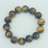 Yellow Tiger Eye Round Beads Stretch Bracelet 7.5 Inch Women's Jewelry