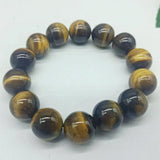 Yellow Tiger Eye Round Beads Stretch Bracelet 7.5 Inch Women's Jewelry