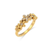 18K Plated Zircon Flower Ring Women Stainless Steel Jewelry Wedding Gift