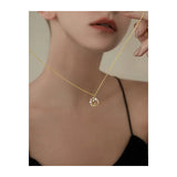 18K Plating Diamond Flower Circle Necklace