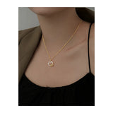18K Plating Diamond Flower Circle Necklace