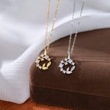 18K Plating Diamond Flower Circle Necklace