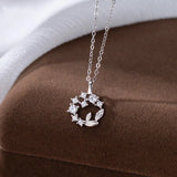 18K Plating Diamond Flower Circle Necklace