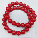 10mm Red Coral Round Beads Stretch Bracelets 7.5 Inch Ladies Glamour Jewelry