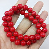 10mm Red Coral Round Beads Stretch Bracelets 7.5 Inch Ladies Glamour Jewelry
