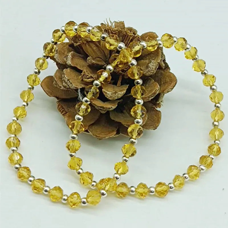 Yellow Glass Crystal Bracelet 7.5 Inch Women's Jewelry Gift