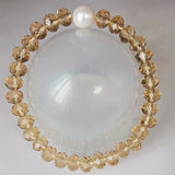 Yellow Crystal & Freshwater Pearl Bead Bracelet 7.5in