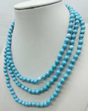 6mm Turquoise Round Beads Necklace 50 Inch Woman Jewelry