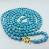 6mm Turquoise Round Beads Necklace 50 Inch Woman Jewelry