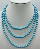 6mm Turquoise Round Beads Necklace 50 Inch Woman Jewelry