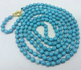 6mm Turquoise Round Beads Necklace 50 Inch Woman Jewelry