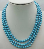 6mm Turquoise Round Beads Necklace 50 Inch Woman Jewelry