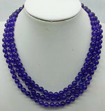 6mm Purple Amethyst Round Beads Necklace 48 Inch for Women