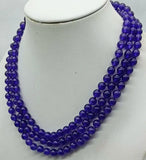6mm Purple Amethyst Round Beads Necklace 48 Inch for Women