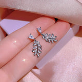 925 Silver Feather Zircon Necklace Set