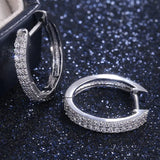 Delicate Sparkling Single Row Zircon Stud Earrings 925 Silver Needle