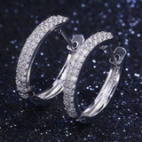 Delicate Sparkling Single Row Zircon Stud Earrings 925 Silver Needle