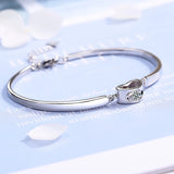 925 Silver Crystal Heart Shaped Bracelet Valentines Gift