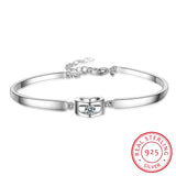 925 Silver Crystal Heart Shaped Bracelet Valentines Gift
